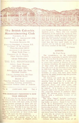 The B.C. Mountaineer 1928 January cover